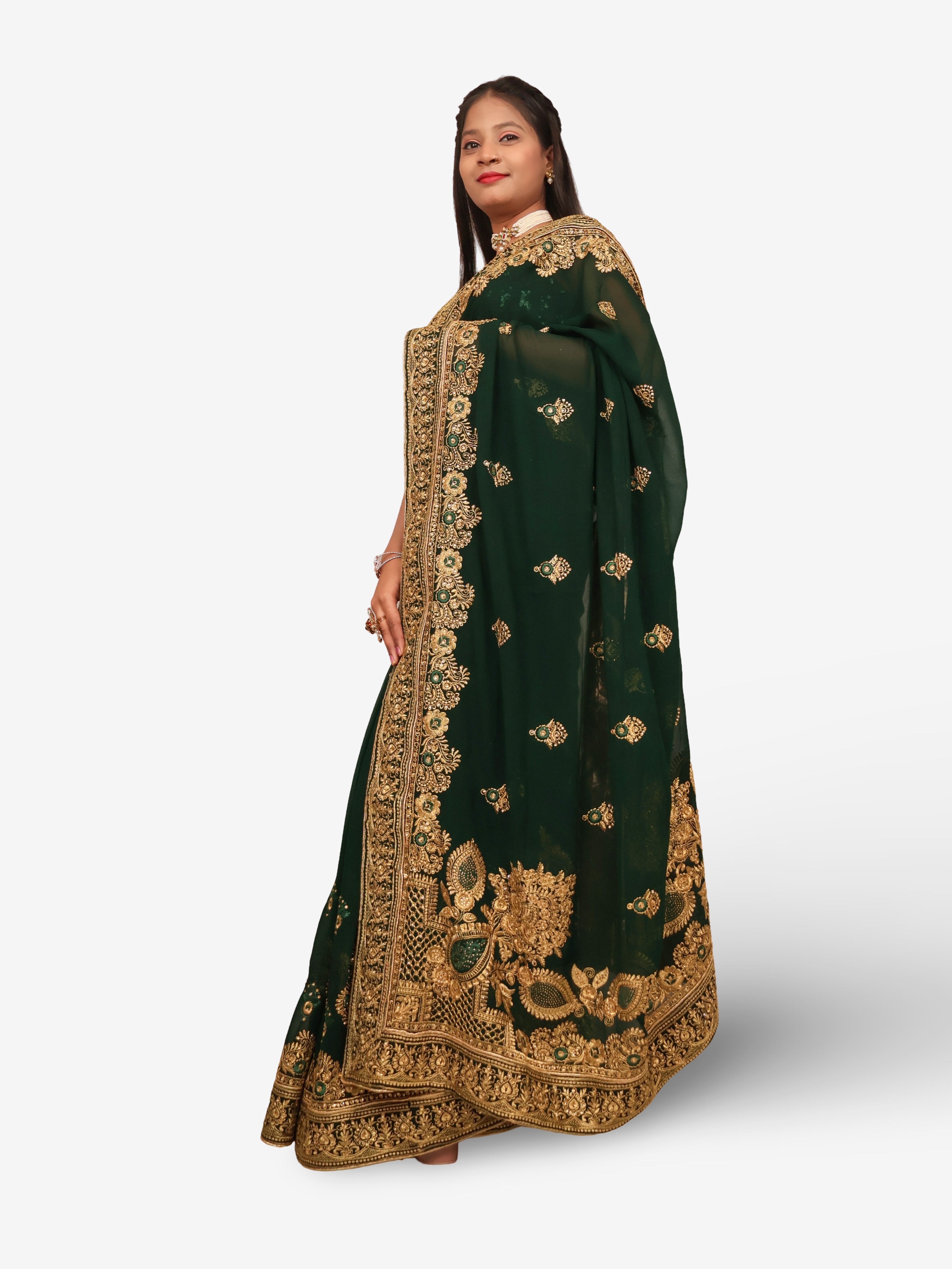 Designer Saree with Embroider & Zari Thread Work by Shreekama